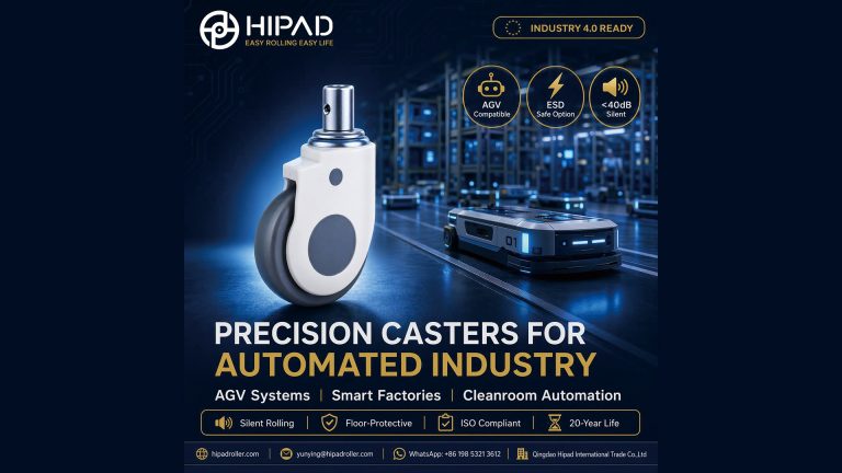  Precision caster wheels for automated industry and smart factory systems. 